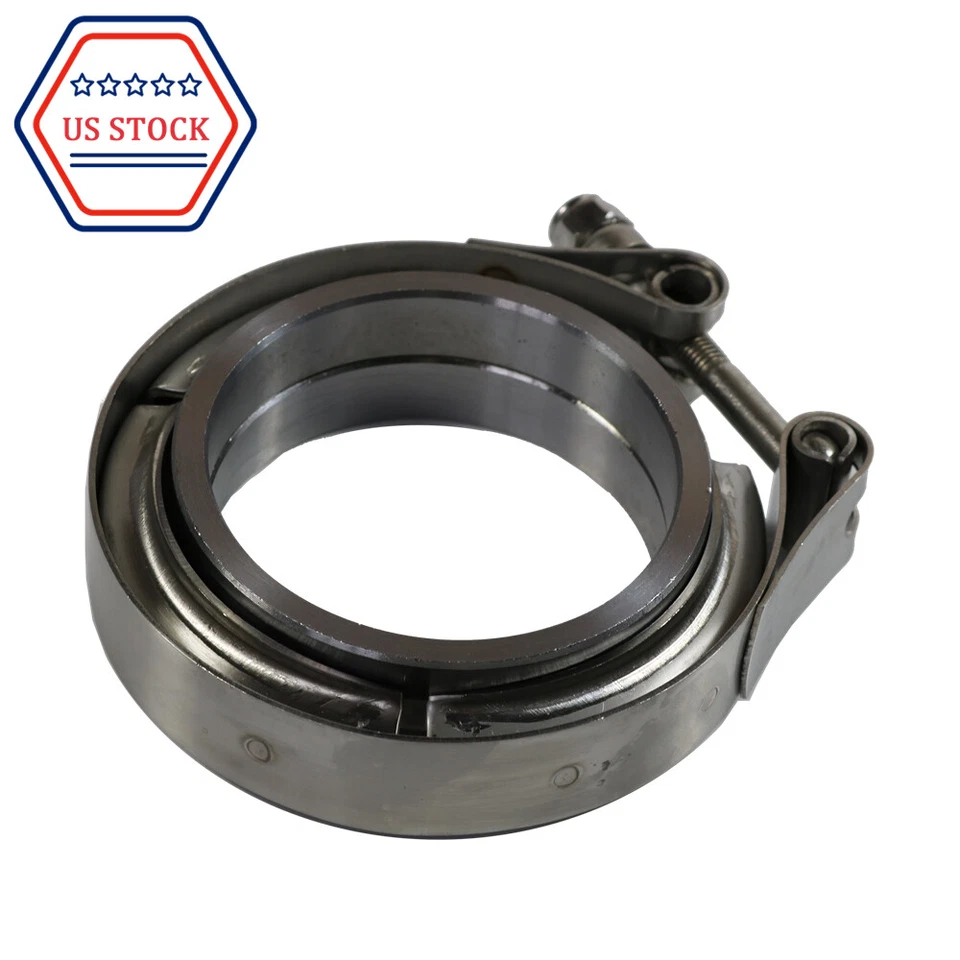 Kit de brida y abrazadera de banda en V de 2,5" de 4 piezas de acero inoxidable para tubos de escape turbo Foto 4 de 4