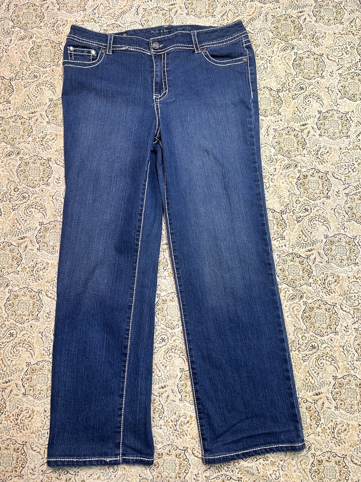 Style Co Petites Womens Sz 16P Designer Jeans Blue Straight Leg