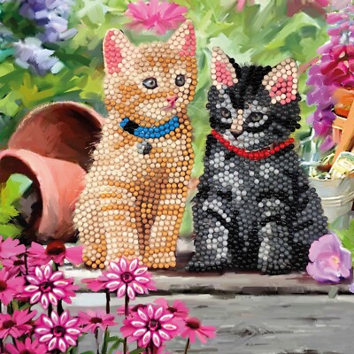 Craft Buddy Crystal Art DIY Greeting Card Kit CAT FRIENDS 5D diamond