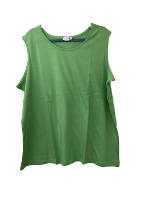 CW Classics  Women s Essential Tank Top Sleeveless Light Green Size 2X New