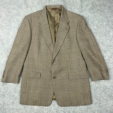 VTG Hart Schaffner Marx Blazer Mens 42R Brown Glen Plaid Tweed Wool Sport Coat