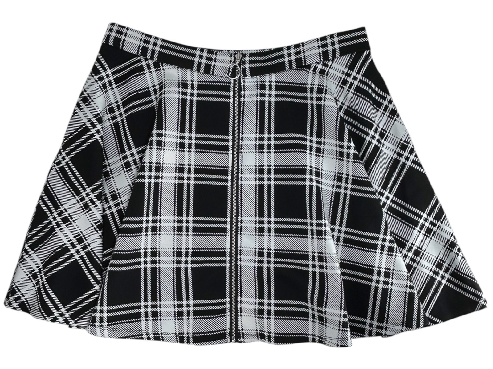 Hot Topic Mini Swing Skirt XL Black White Plaid Gothic Emo Y2K Stretch Woven