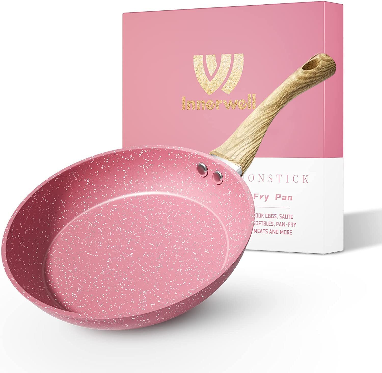8-Inch Pink Nonstick Egg Pan, PFOA-Free Stone Cookware Skillet, Induction Com...