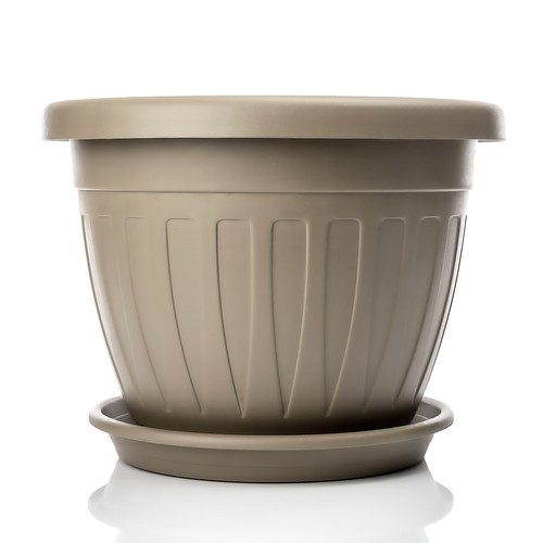 6x Blumentopf mit Untersetzer rund 50xH38 cm Mokka/braun Pflanzkübel - Bild 2 von 7