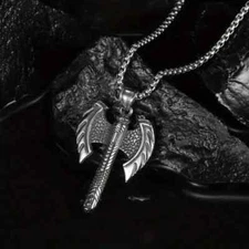 Viking Double-sided Axe Pendant Necklace