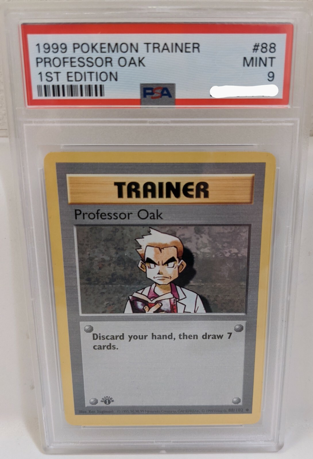 1999 Pokemon Base Set 1st Edition Professor Oak Trainer 88/102 PSA 9 MINT