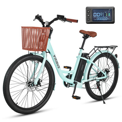 VIRIBUS Electric Bike 26'' ebike 350W Motor Shimano 7Speed 36V Battery for Women