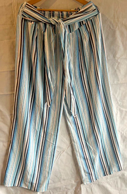 Kori Plus Size NWT Navy Boho Batik Print Smocked Waist Wide Leg Pants Size 1XL