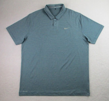 Nike Tiger Woods Polo Shirt Mens Size XL Teal Blue Pinstripe Dri-Fit Golf Casual
