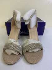 Women's Silver Sparkle Ankle Strap Shoe Women's 7 Top Moda Rose Gold