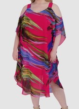 Robbie Bee Women's Pink Cold-Shoulder Caftan Dress Plus Size 14W