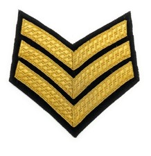 CHEVRON SERGEANT STRIPES GOLD BLACK 100mm 3 Bars WIDE R531