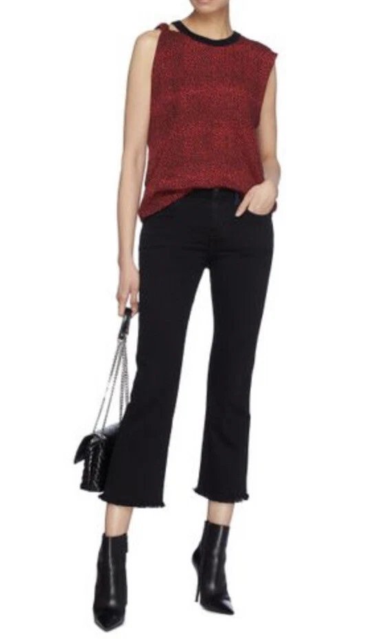 NWT Women's Current/Elliott "The Sonic Tank"  Red/Black Leopard Top Sz 3 / Large