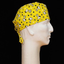 Rare Peanuts Gang Character Snoopy on Yellow theme scrub hat
