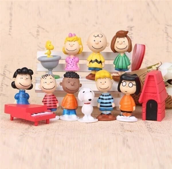 Juego de 12 PIEZAS Peanuts Gang Cake Topper | Smile Charlie Brown, Lucy, Sally, Snoopy Foto 3 de 4