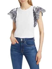 NEW VERONICA BEARD Julianka Flutter Sleeve Top SZ L T3460