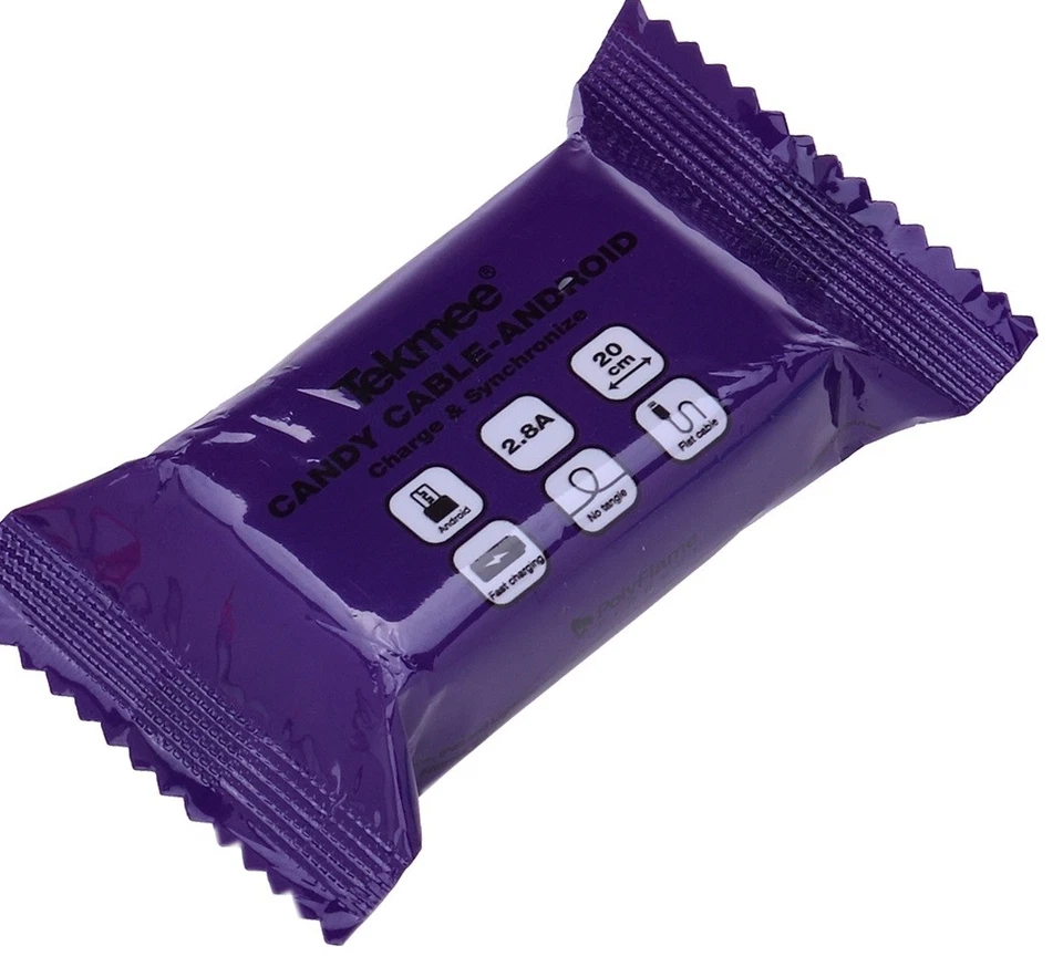 Tekmee Candy Cable Android Charge & Synchronize Micro USB Phone Tablet PURPLE - Image 2 of 4