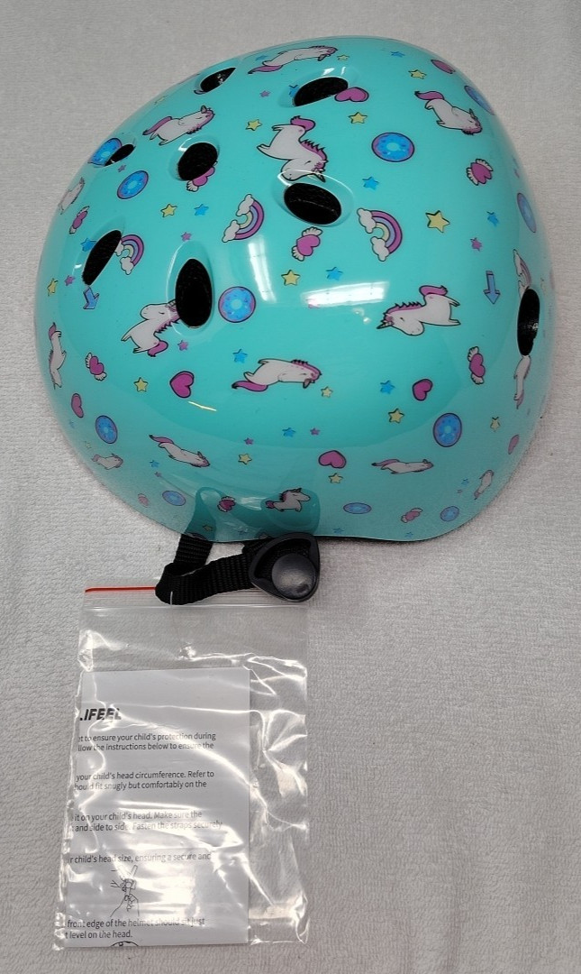 Sulifeel Sports Helmet Size Small for Kids Age 3 - 12 years old Aqua Unicorns
