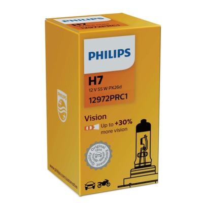 1x H7 PHILIPS Vision 12V Headlamp PX26d +30% More Light 12972PRC1