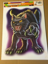HALLOWEEN SCARY CAT LARGE WINDOW CLING 11.8" X 16.5