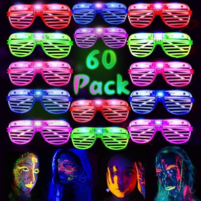 ''60 Pack LED Party Light Up Glasses, 5 Colors Light Up Glow Halloween Birthday ''