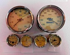 Smiths Replica Kit- Elec Temp + Oil + Fuel + Amp Gauge+kph Speedo AC+Tacho 100mm