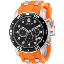 Invicta Men's Watch Pro Diver Scuba Black Dial Orange, Silver Tone Strap 49828