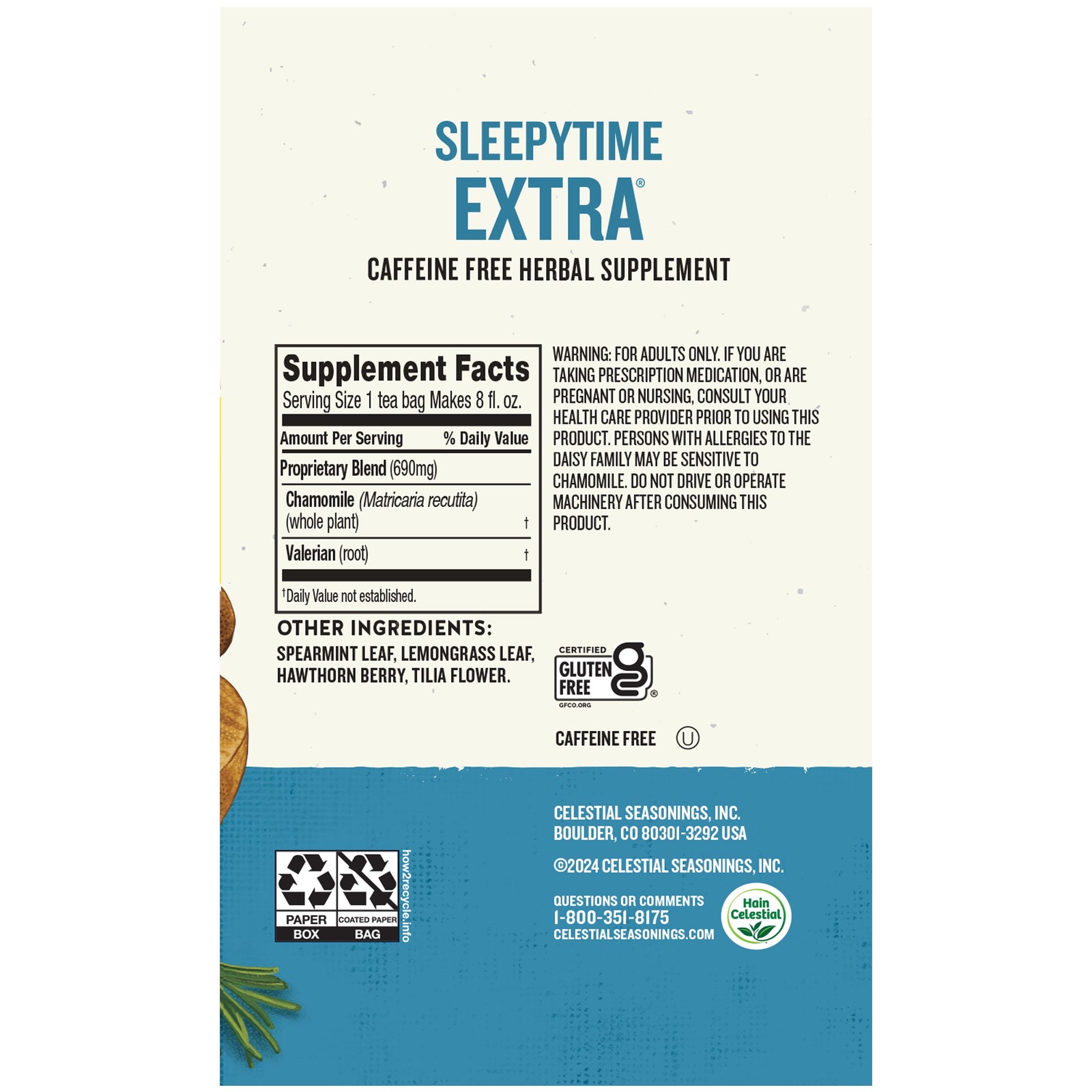 Celestial Seasonings Sleepytime Extra Wellness Herbal Tea Bags (40 Count)