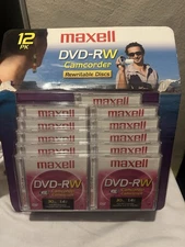 12 Pack Maxell DVD-RW Camcorder Rewritable Discs 1.4GB 30 Min Open Box Missing 1