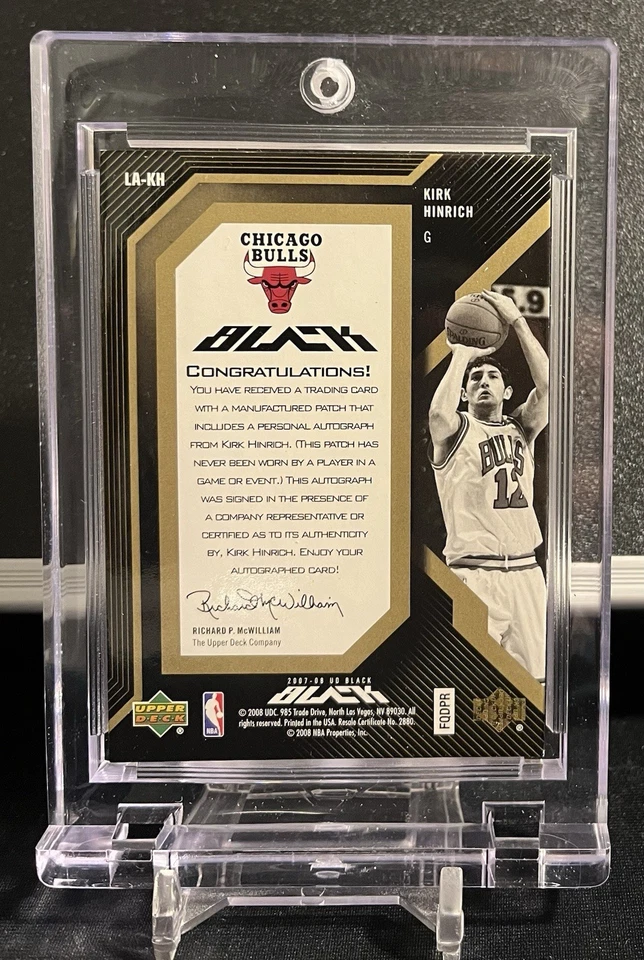 2008-09 UD черный Кирк Хинрих золотой табличка письмо H автограф #d 10/10 - Изображение 3 из 3