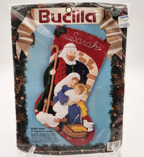 1993 Bucilla Silent Night 18" Felt Christmas Stocking Kit 83007 Sealed Complete