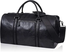 Oversized Duffle Bag Black Waterproof Leather Weekend Carry On Bag For Men/Women