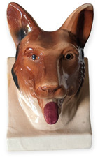 Vintage Ceramic German Shepherd or Collie Head Figure Made in Japan