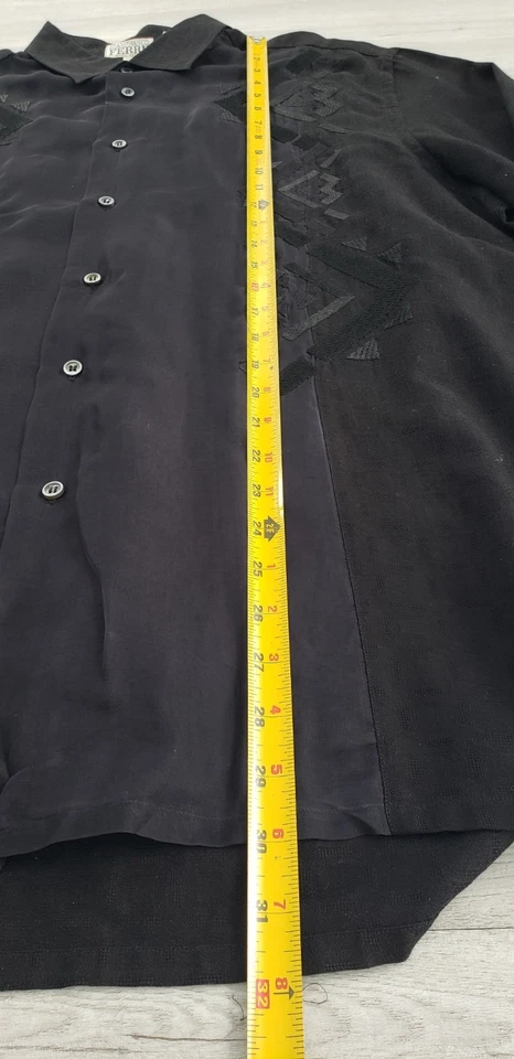 Camisa De Colección Gianfranco Ferre Hecha en Italia Negra Bordada Transparente Para Hombres 44 (171/2) L/XL Foto 4 de 4