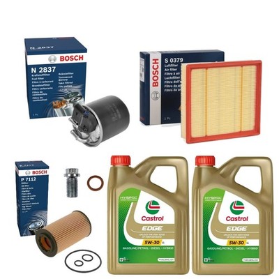 8L CASTROL EDGE LL 5W30 BOSCH FILTERS SERVICE KIT FOR MERCEDES CLA220d 2.2 13-19
