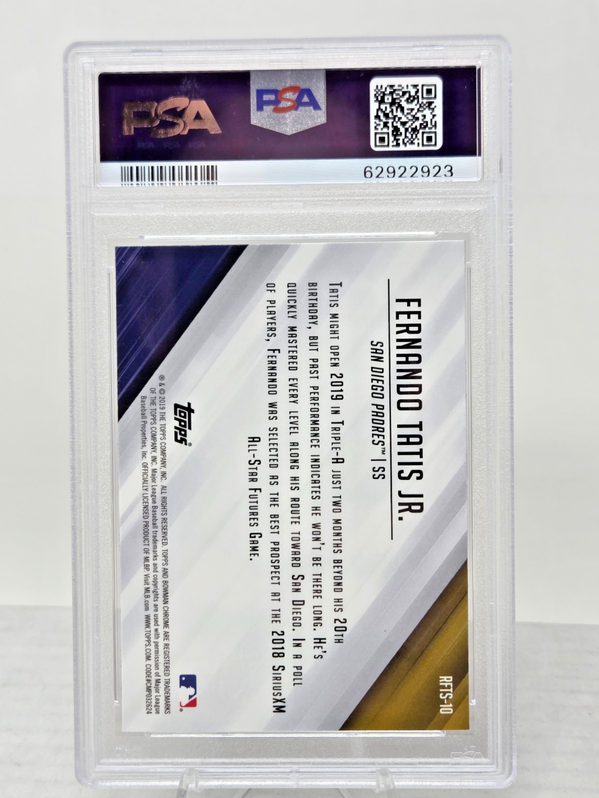 2019 Bowman Chrome REFRACTIVE FERNANDO TATIS JR RC Rookie Card PSA 10 GEM MINT view 2