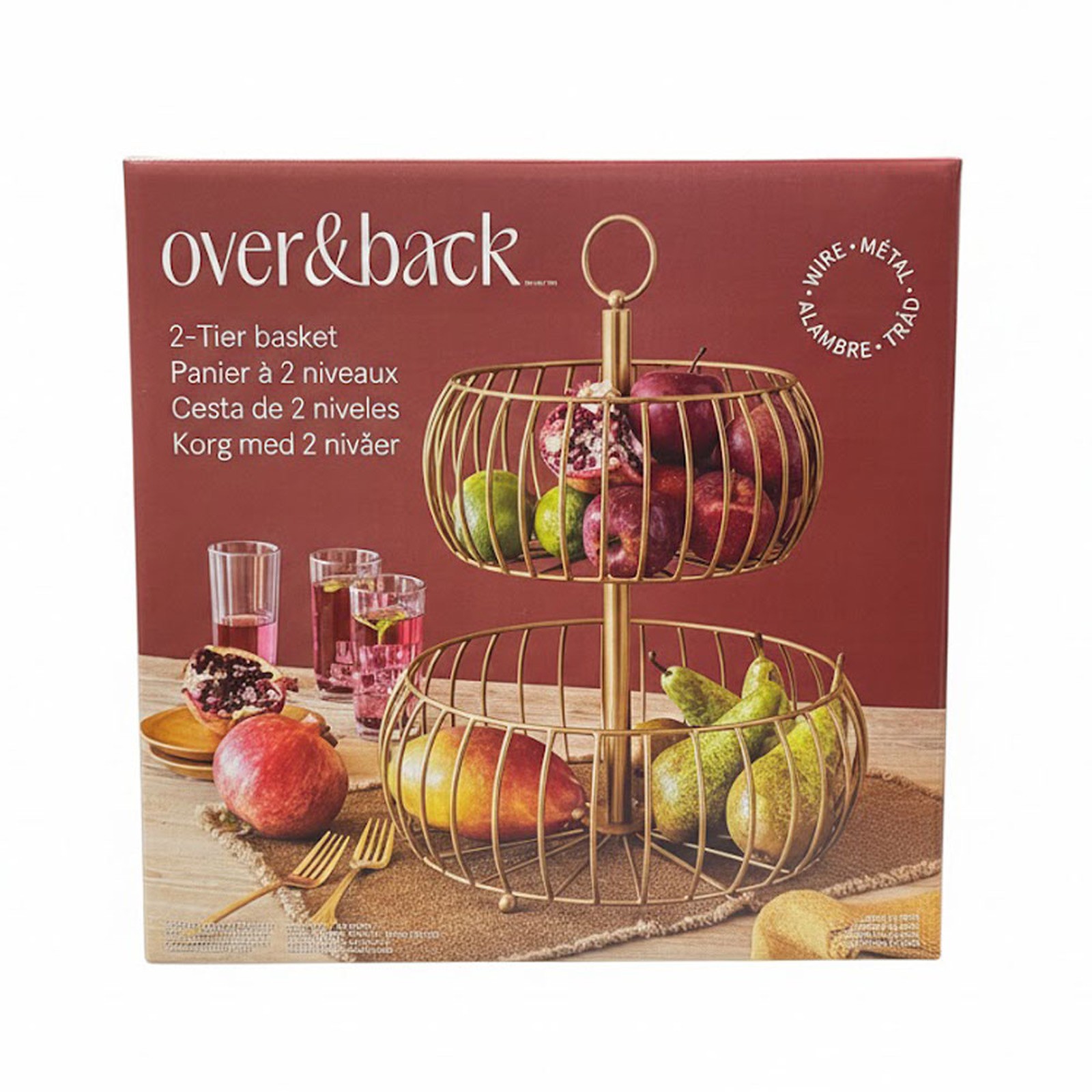 Over & Back 2 Tier Wire Fruit Basket Stand Metal Kitchen Counter Storage