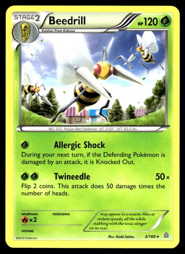 Beedrill 3/160 Primal Clash Pokemon Lightly Played