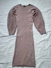 Primark brown knitted ribbed bodycon midi dress size 10/12