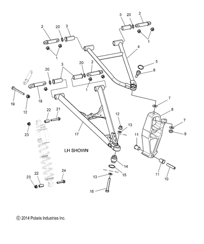 Polaris Control Arm, Upper, Left Side, Matte Black, Genuine OEM Part 1824171-458 - Picture 2 of 2