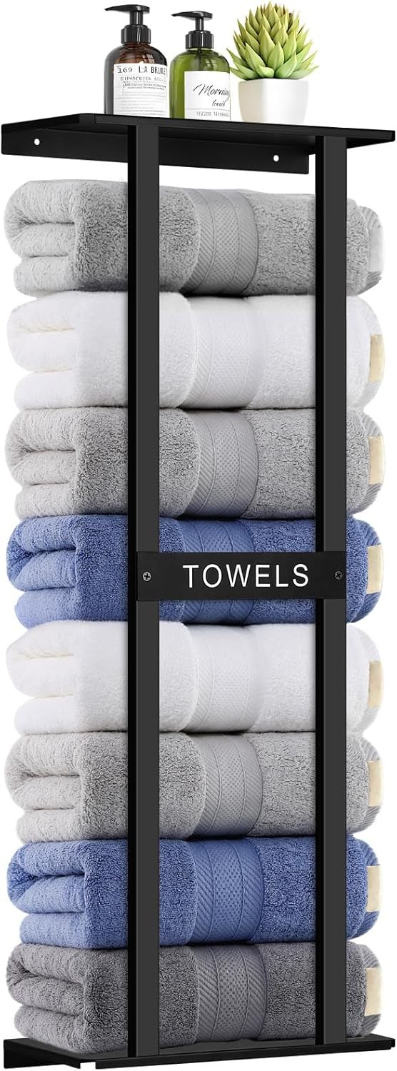 Storage Rack, Wall Mounted Bathroom Towel Rack, 30 Inch Heavy Duty 6 Large