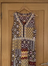 Tu Maxi Dress Size 16 Tribal Print Embroidered Detail Warm Tone