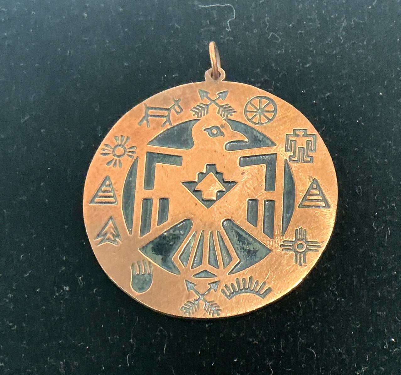 Vintage Thunderbird Solid Copper  Pendant Southwe… - image 2