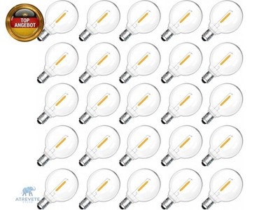 25 Stück E12 G40 1W LED Glühbirnen Außen, 2700K Warmweiß, G40 LED Filament Glo