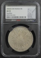 1843 ZS OM Zacatecas Mint Mexico Silver Eight Reales 8R NGC AU 55