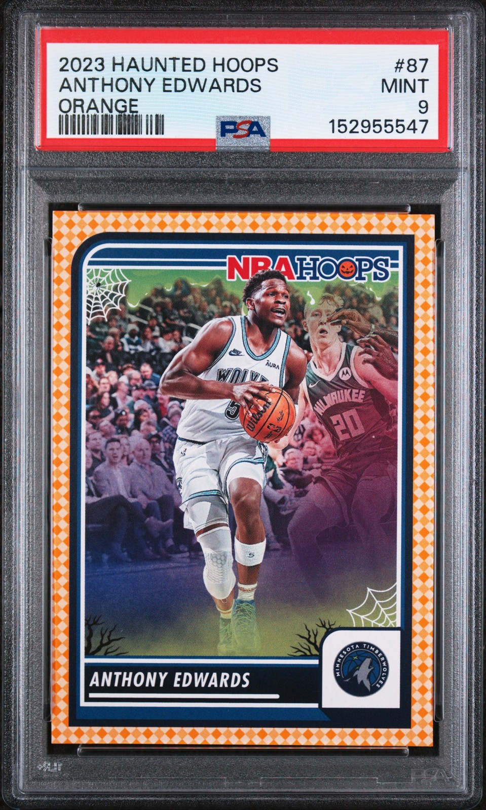 2023 PANINI HAUNTED HOOPS ORANGE #87 ANTHONY EDWARDS PSA 9