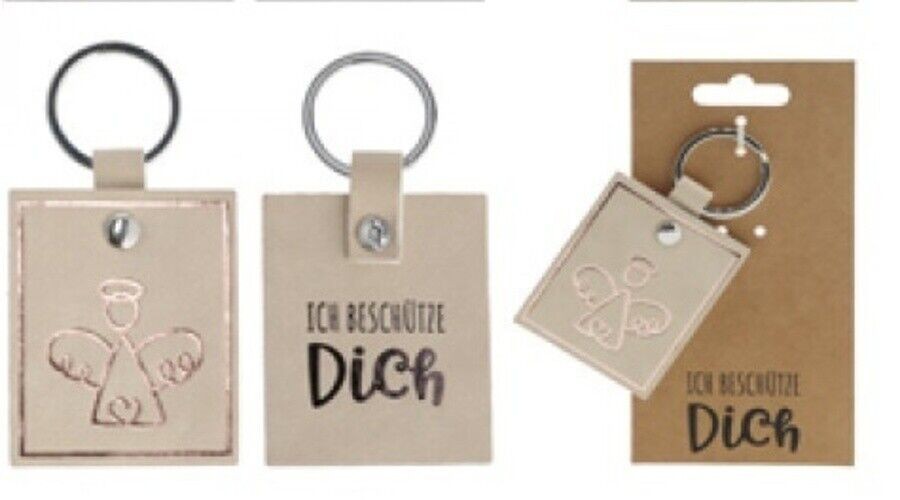 Schlüsselanhänger Leder Spruch Schlüsselband Worte Hafen Schutzengel Kleeblatt