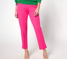 Isaac Mizrahi Live Petite 24/7 Stretch Icon Ankle Pants Vibrant Pink 18W New