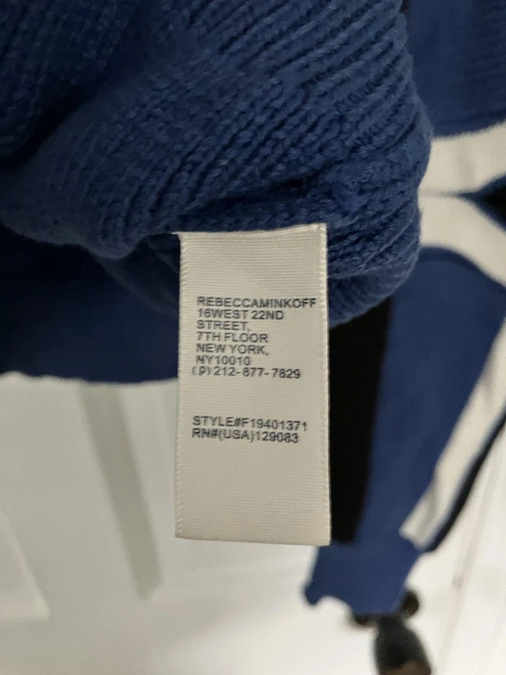 Suéter Rebecca Minkoff Azul con Rayas B&W Mangas Largas Talla L Foto 3 de 4