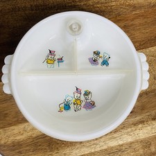 Vtg MCM BEARS Divided Baby Food Warming Dish Bowl Tray Suction Excellent Cond